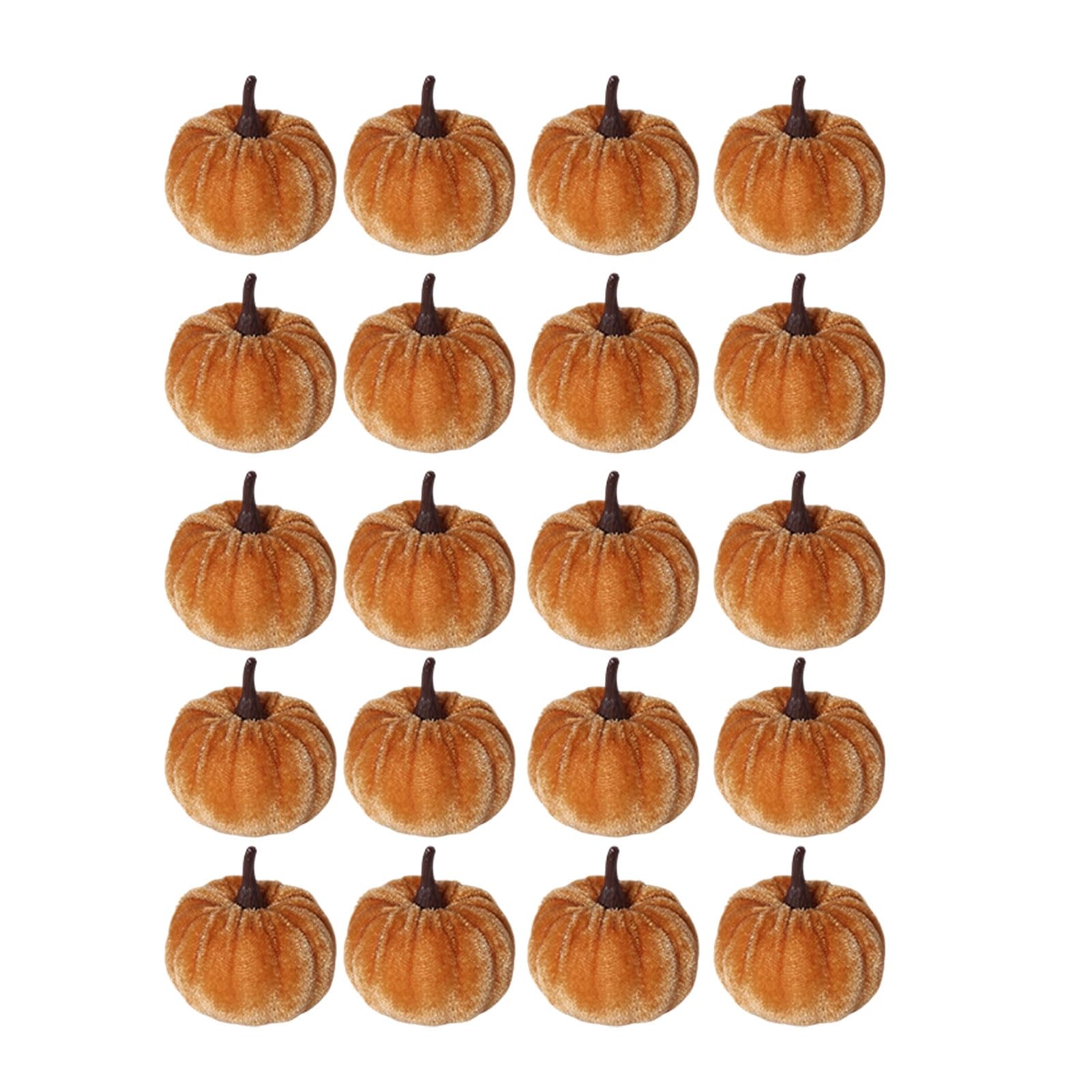 pidodou 20PCS Velvet Pumpkin Decorative Ornaments, Multi-Color Artificial Fall Harvest Decor for Mantel Table Shelf, Farmhouse Table Centerpiece for Thanksgiving Halloween Decor Brown
