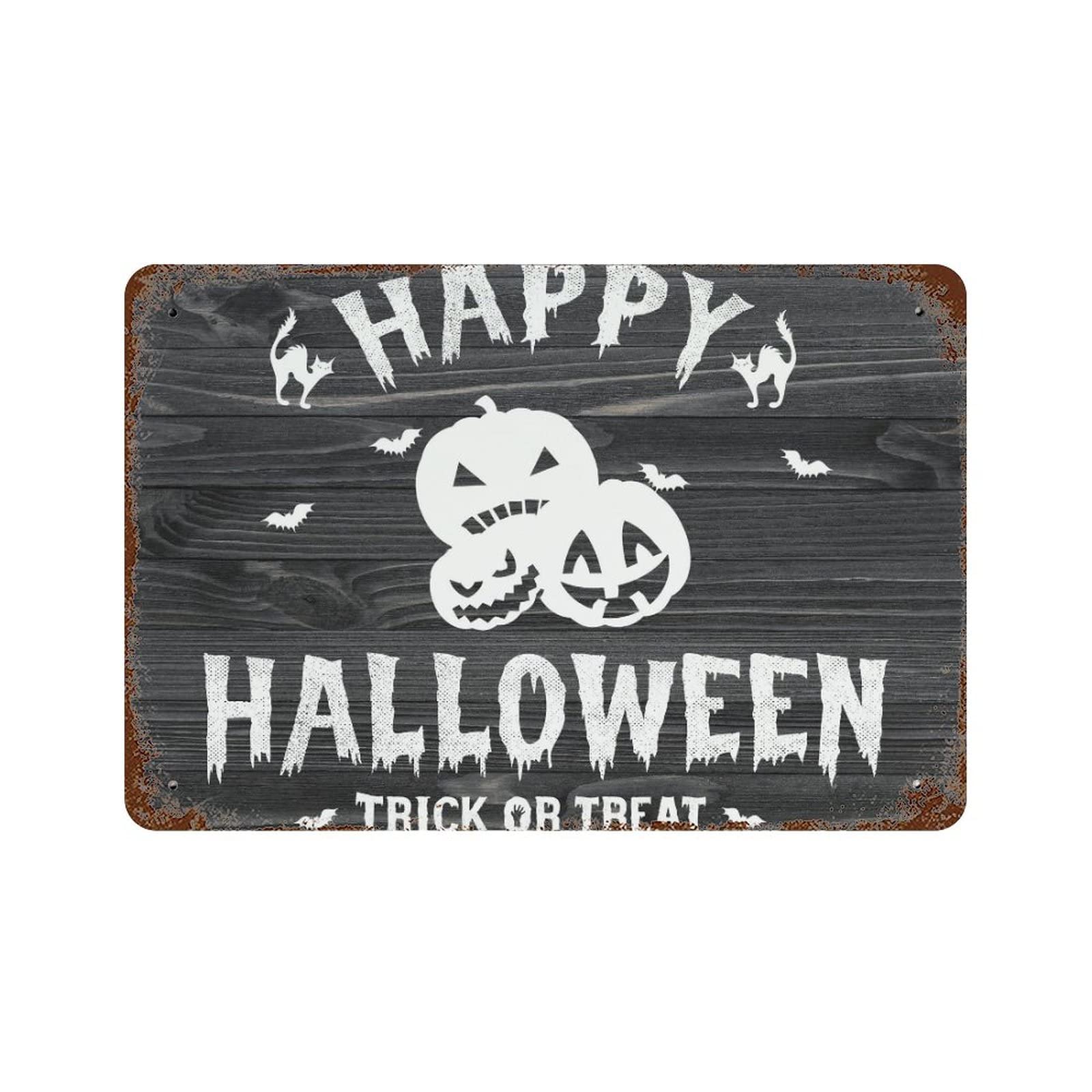 Panneau métal Happy Halloween citrouille décorative 30x45cm