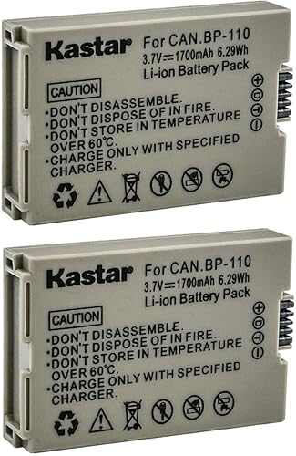 Miniatura 5 de Kastar Paquete de 1 batería BP-110 de 3.7 V 1700 mAh de repuesto para Canon VIXIA HF R20 HFR20, VIXIA HF R20 Rojo, VIXIA HF R20 Silver, VIXIA HF