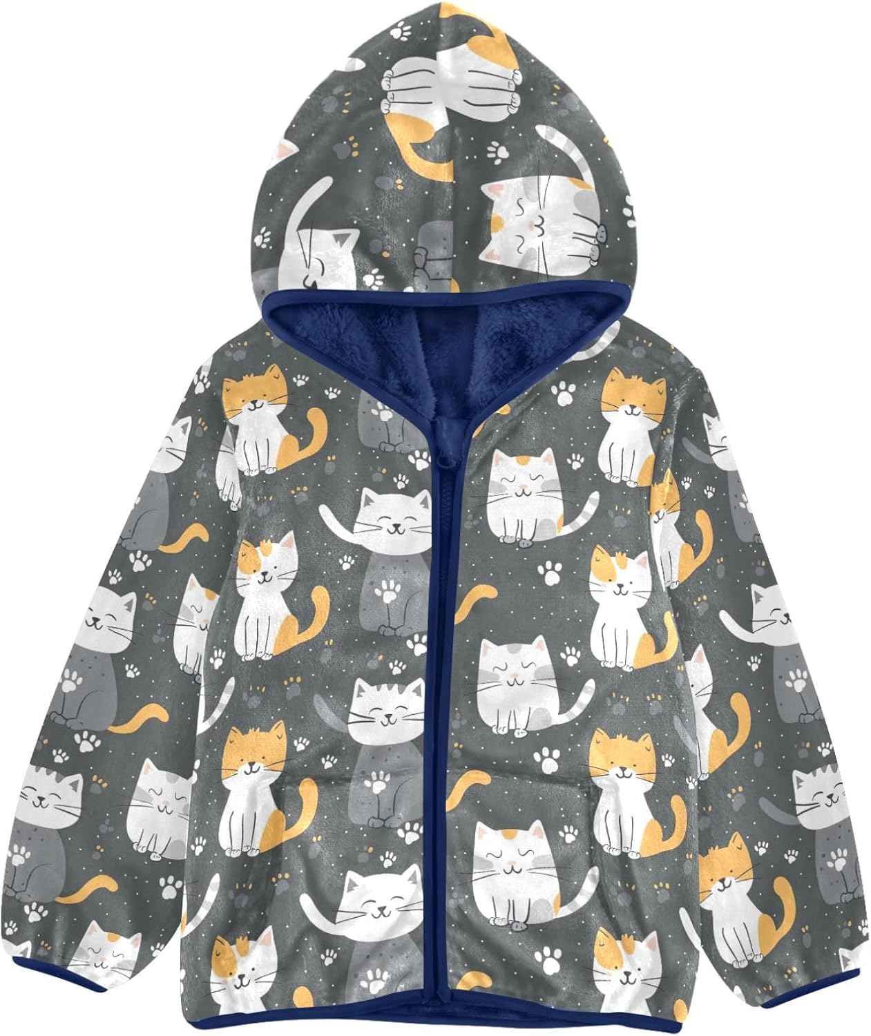 CHIFIGNO Cute Rainbow Warm up Jacket with Hood Kids Jacket for Fall Winter Toddler Zip up Hoodie Boy 3-10Y