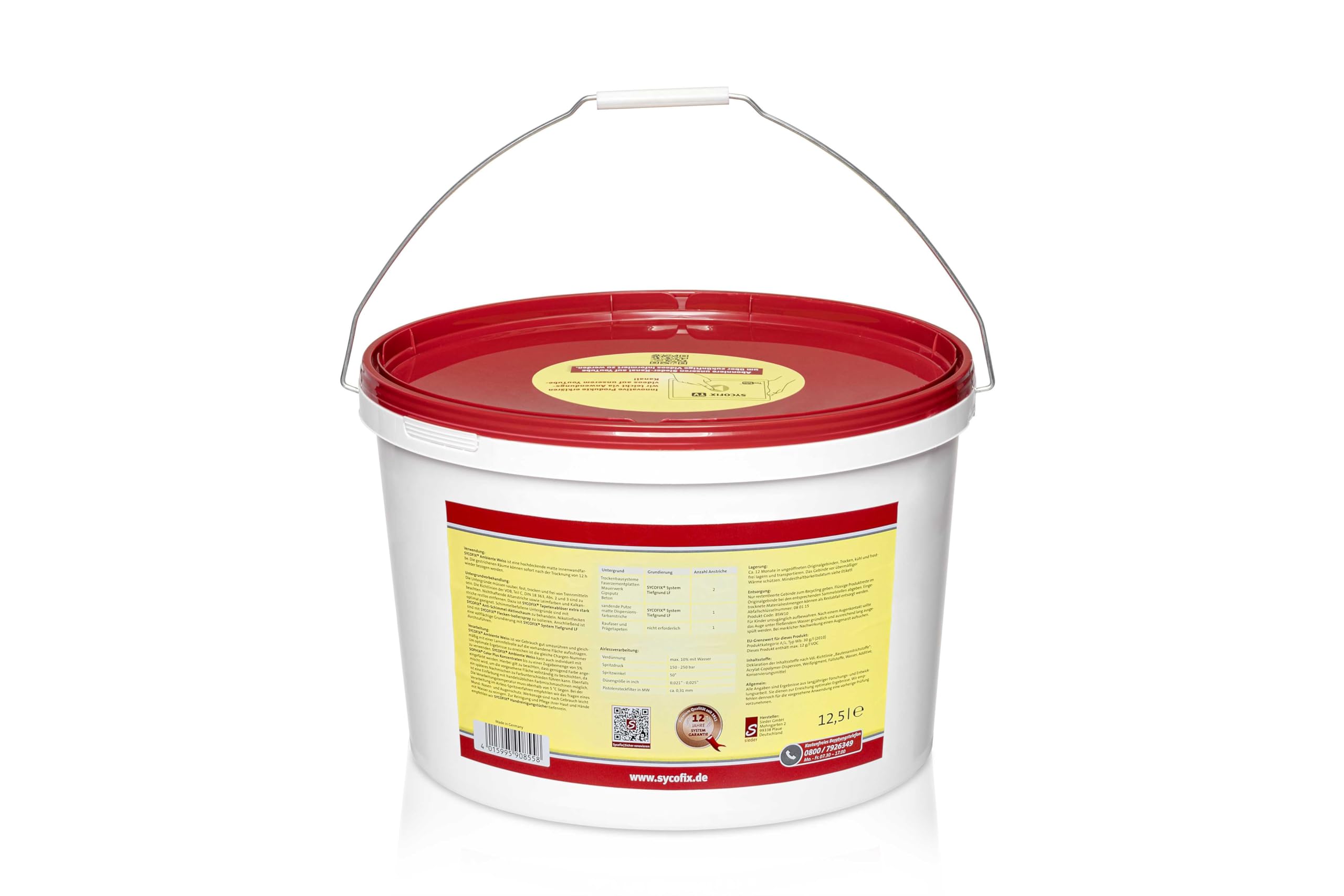 Ambiente weiß 12,5 Liter, Raumfarbe, Wandfarbe, gute Deckkraft, Innenfarbe Weiß, Supermatt