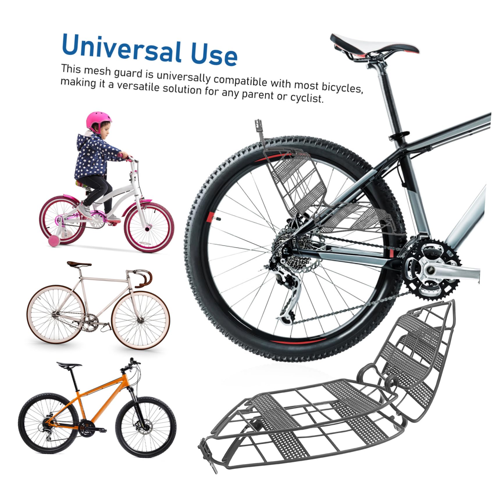 Abaodam Bicycle Dress Guard Protective Mesh Screen for Rear Wheel Bike Accessory to Safeguard Clothing and Feet Easy Tool Installation