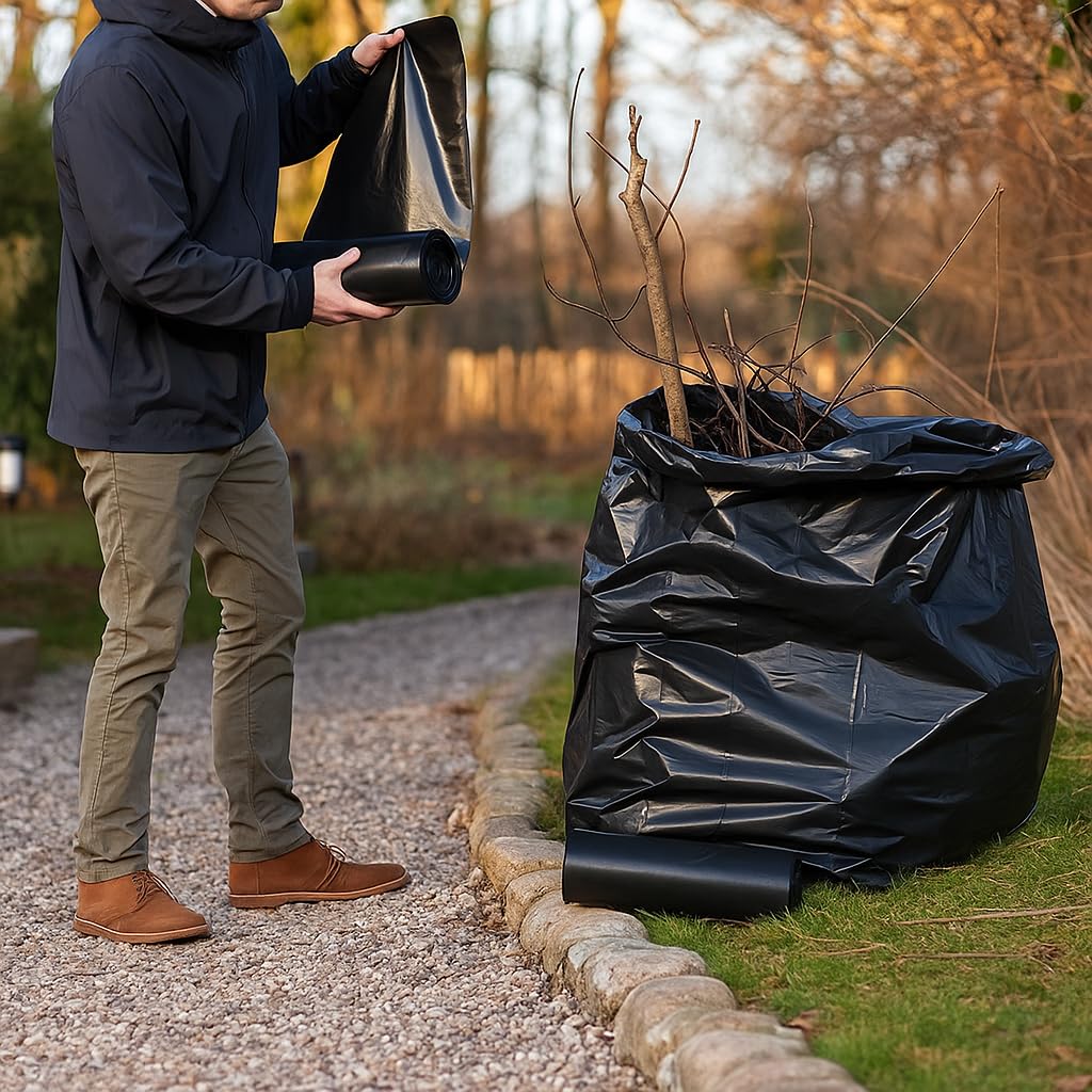Müllbeutel, hohe Kapazität, sehr robust, 60 Mikron, auslaufsicher, blickdicht, schwarz (gefaltet im Karton) (130 l/200 Stück)