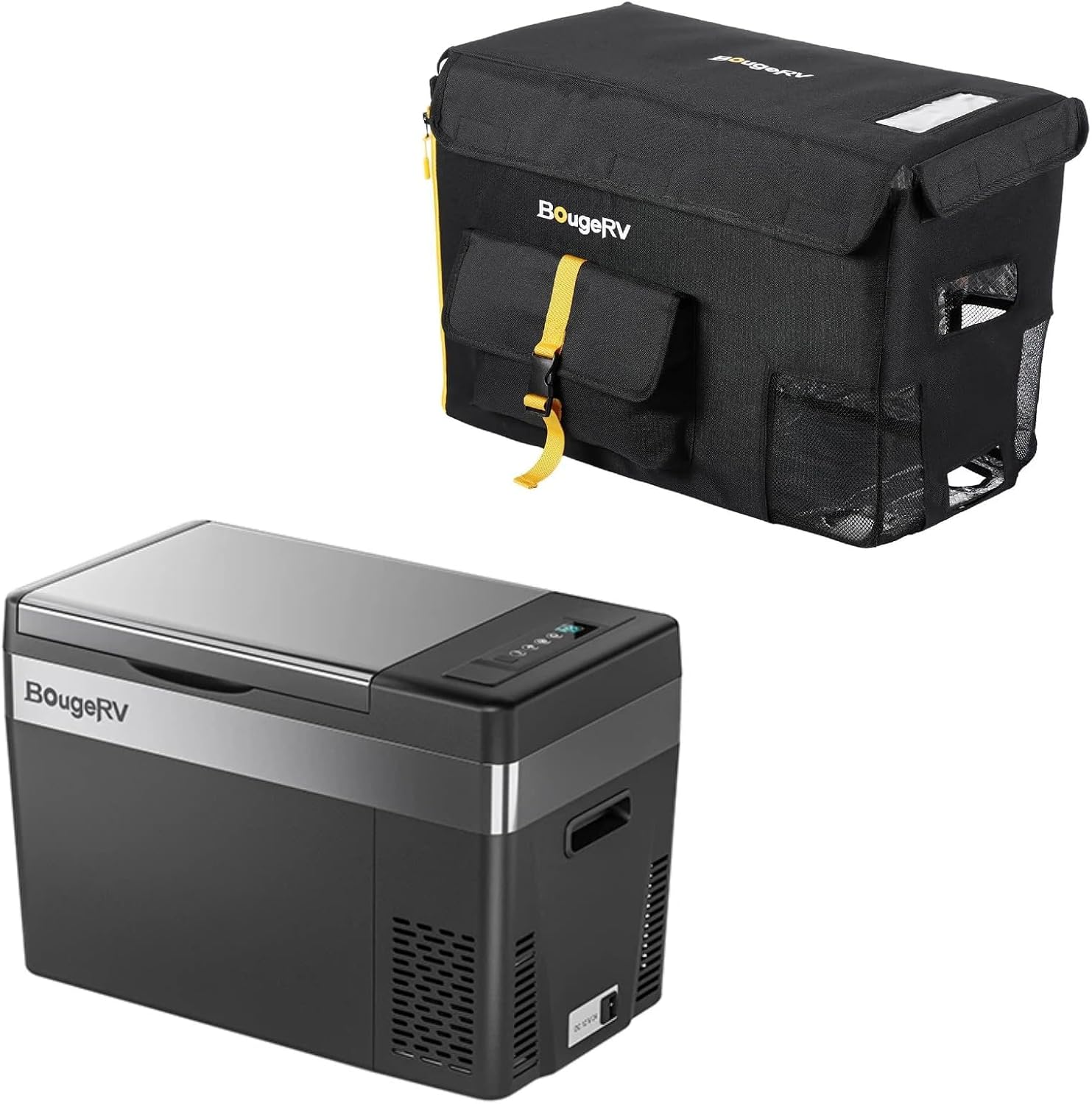 BougeRV Bundle-2 items: 30 Quart Portable Refrigerator Freezer, 30 Quart Insulated Protective Cover