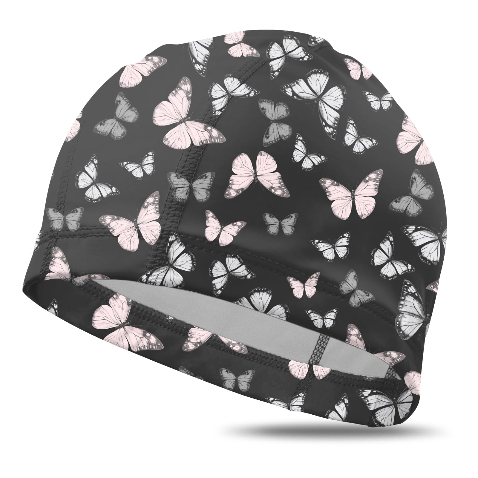 Deokke Fabric Swim Cap Elastic Breathable Cloth Swimming Cap Fit Short Hair Men Woman Girls One Size Hat