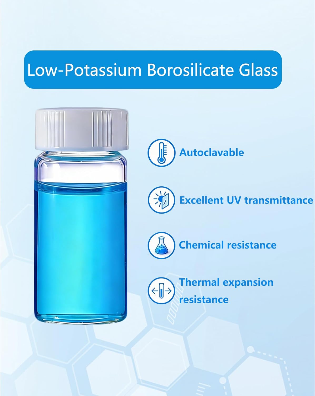 20 ml Scintillation Vials - 100 PCS Borosilicate Glass Vials with 22-400 White Screw Caps - Polypropylene Caps with Silver Aluminum Foil PE Liner - Lab Liquid Scintillation Counting Vial