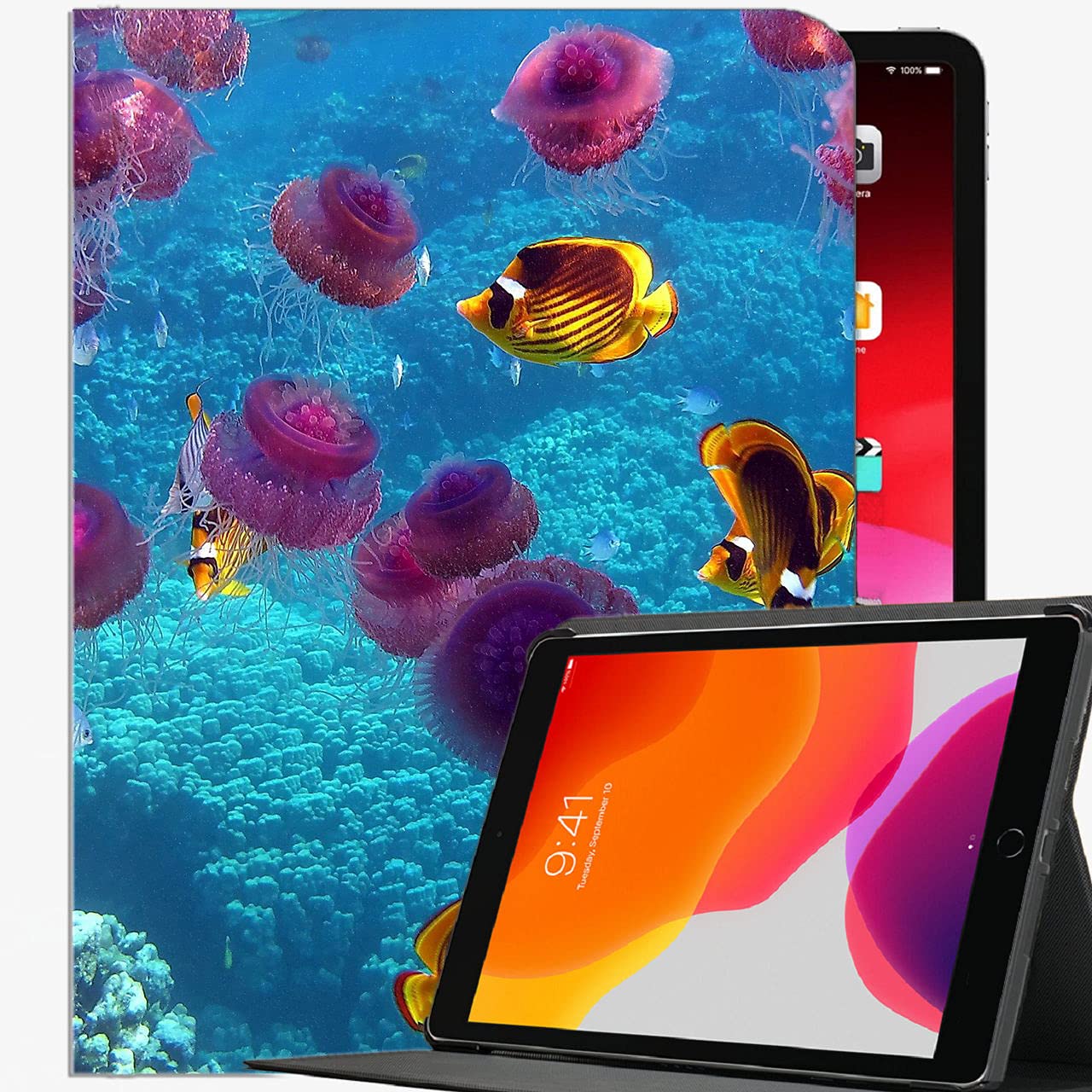 For iPad Pro 12.9 Inch Case 2021 2020 2018,Fish Jellyfish Underwater Swim Case Slim Shell Cover For iPad iPad Pro 12.9 inch