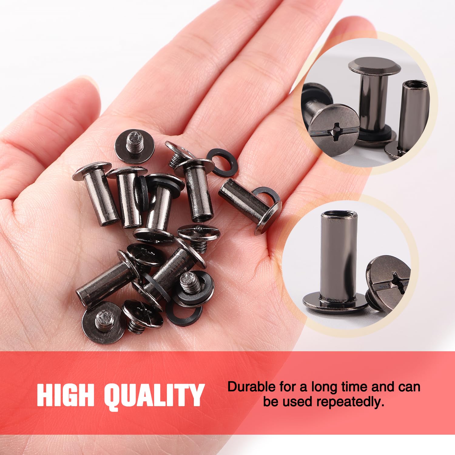 YIXISI 20 Set M5x12mm Chicago Binding Screws Kit, Book Binding Rivets, Leather Rivets, Binding Screws Posts - Image 3