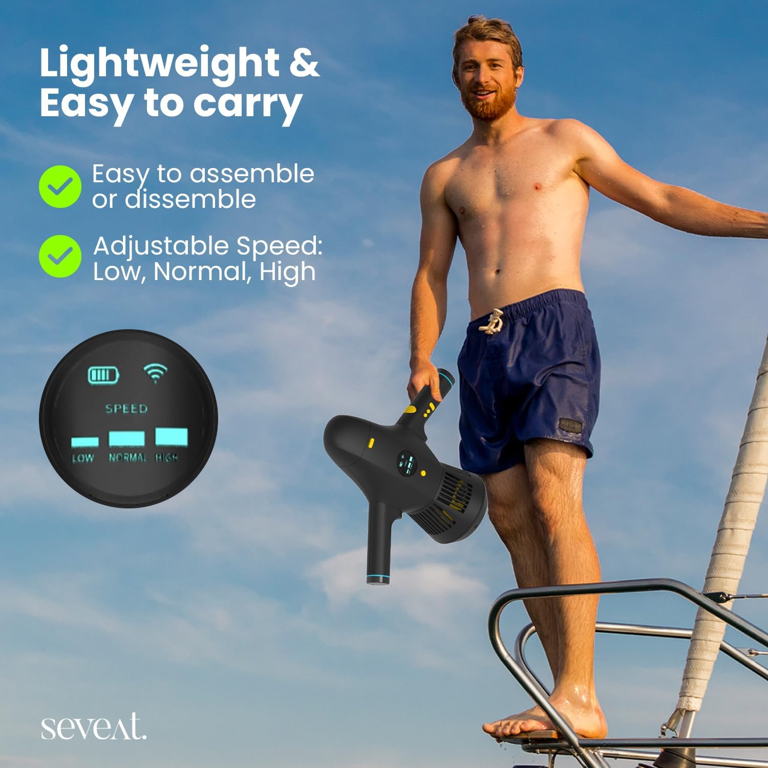 Sottomarino scooter for adults and children, subnado with adjustable speed, compact and portable water scooter with removable handle, ideal for snorkeling, diving, maritime sports (black) 6