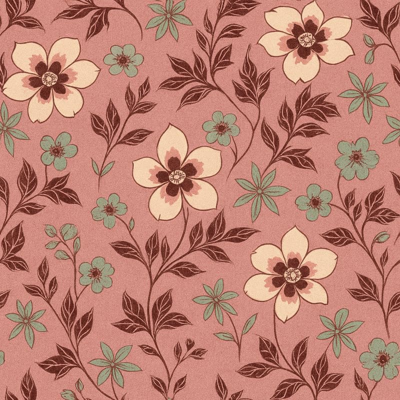 Image of Pink Blossom Floral Print Fitted Bedsheet | Glace Cotton 140 TC | Queen Size (60x78 inch) with 2 Pillow Covers (18x28 inch) | Deep Pocket up to 10 Inches - Soft & Comfortable