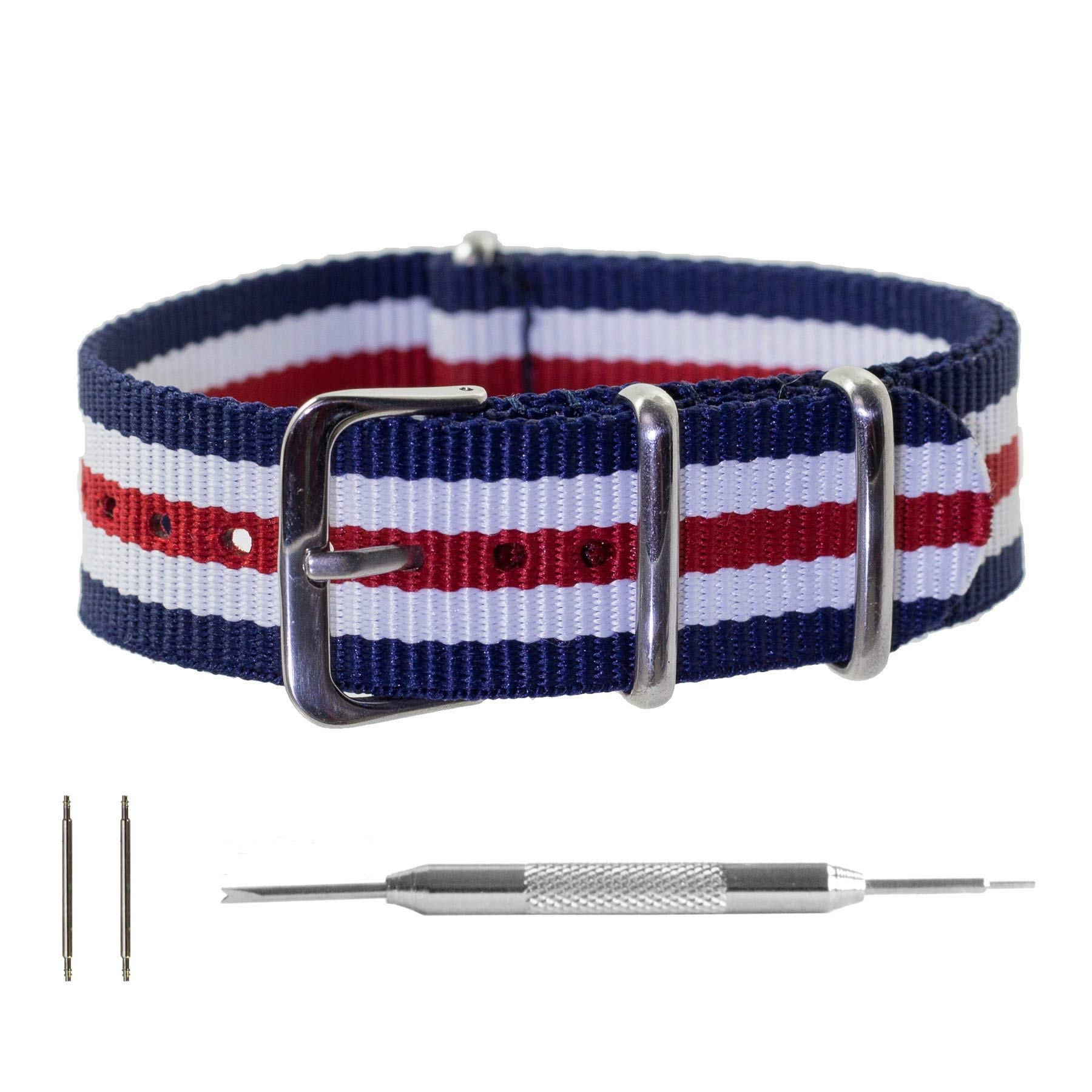 Benchmark Basics NATO Watch Band â€“ Ballistic Nylon Strap + Spring Bar Tool | 18mm 20mm 22mm & 24mm | Multiple Colors