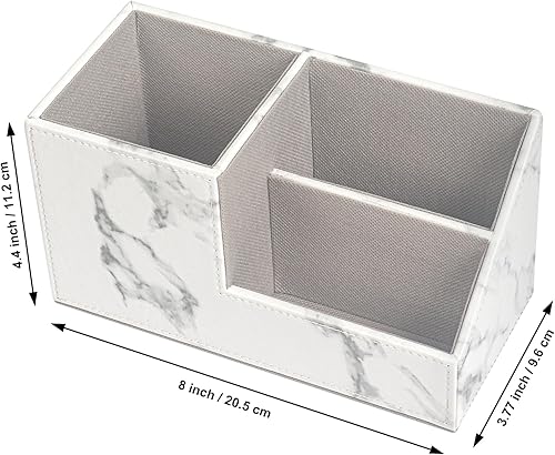 Miniatura 7 de WAYIFON Organizador de escritorio para suministros de oficina, de piel sintética, caja de almacenamiento multifunción, bolígrafo, teléfono celular