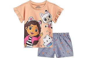 Gabby's Dollhouse Pandy Paws Cakey Cat Shirt and Chambray Shorts