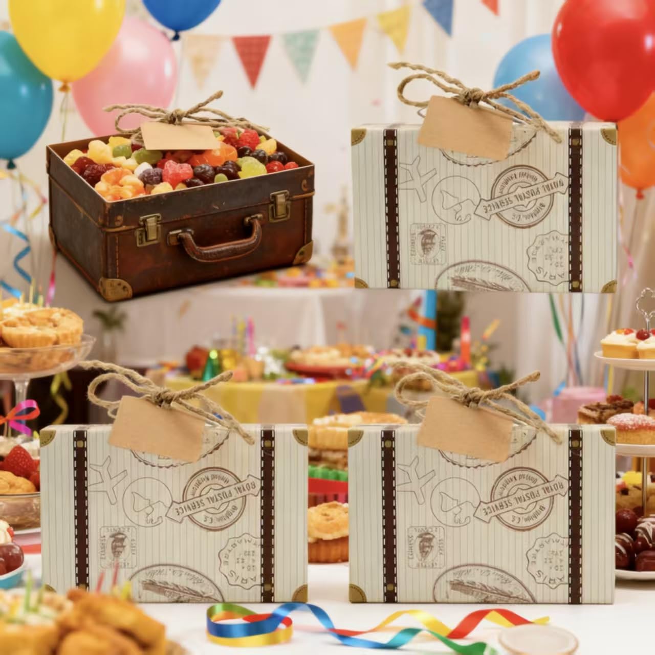 40 Stück Papier-Geschenkboxen – Kissenform, Mit Goldband – Für Süßigkeiten, Hochzeit, Party
