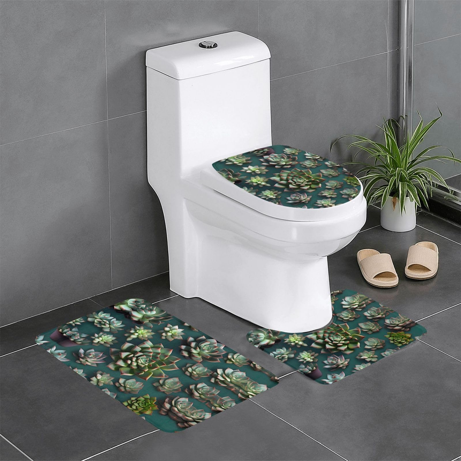 Tapis de salle de bain antidérapants contre les sols glissants lot de 3 succulents