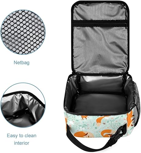 Miniatura 5 de Juego de 3 mochilas de dibujos animados, ligera y duradera, bonita bolsa para portátil con bolsas de almuerzo, elegante mochila para hombros, Zorro