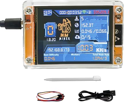 Crypto Lucky Bitcoin Miner,One Shot BTC Solo Lottery Miner with Mini 2.8in Smart Display,1010KH/s Hashrate,Quiet and Easy to Set up,DIY Crypto Mining & Education