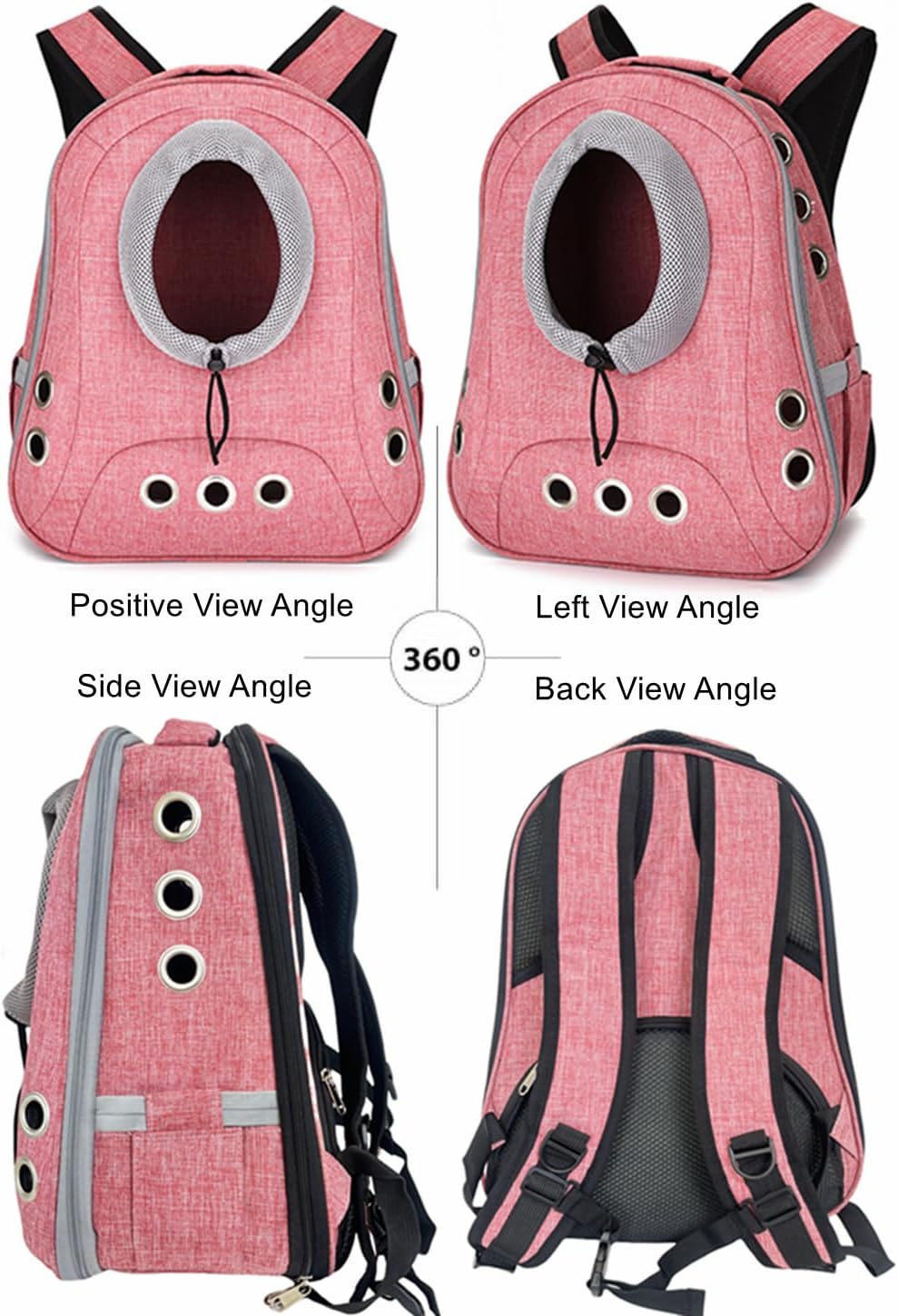 Small Dog Cat Chest Backpack Carrier,Large Space Ventilated Front Facing Backpack Carrier for Puppy,Lightweight Doggy Backpack for Hiking,Camping,Travel,Outdoor,Max 12 lbs(Pink)