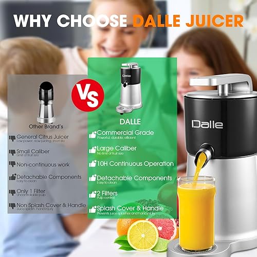 Miniatura 6 de DALLE Exprimidor comercial de cítricos  Exprimidor de jugo de naranja, limón y pomelo desmontable con cubierta contra salpicaduras, 2 conos y 2
