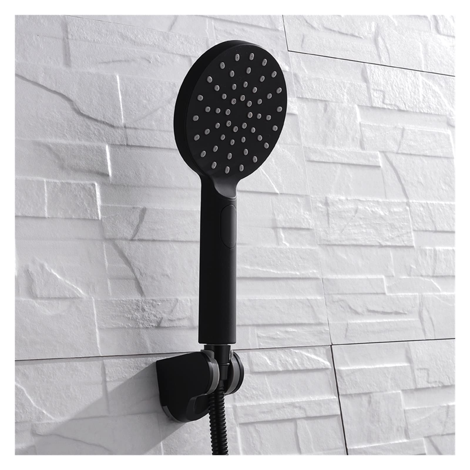 Robinet de douche encastrable carré or brossé avec support mural chic - 8