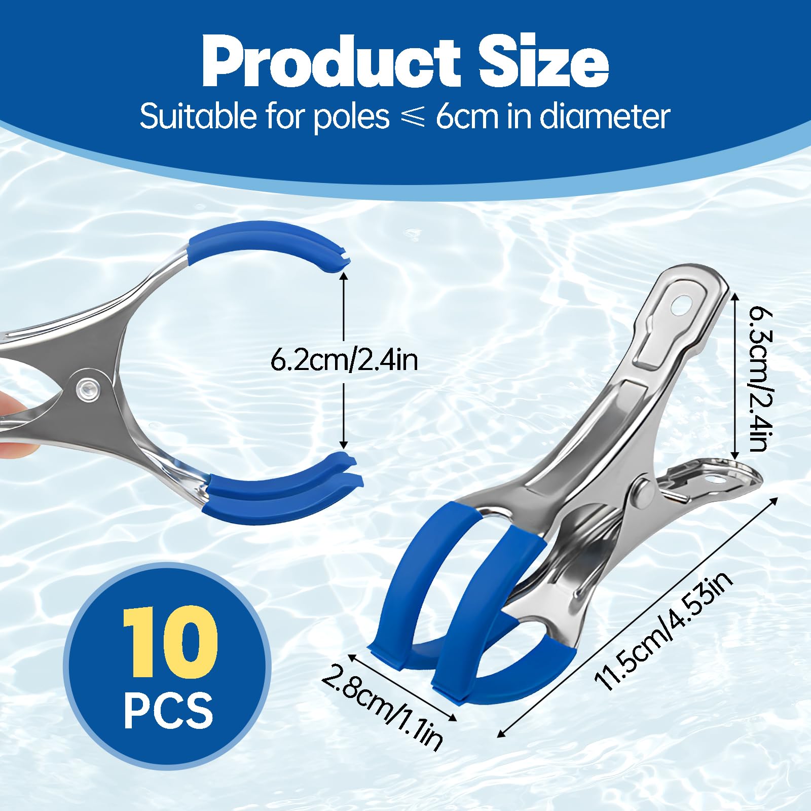 10 Pinces de Fixation pour Bâche de Piscine en Acier Inoxydable, Pinces pour Protection Piscines Hors Sol, Clips à Forte Tension Attache Bache Piscine pour Couverture de Piscine