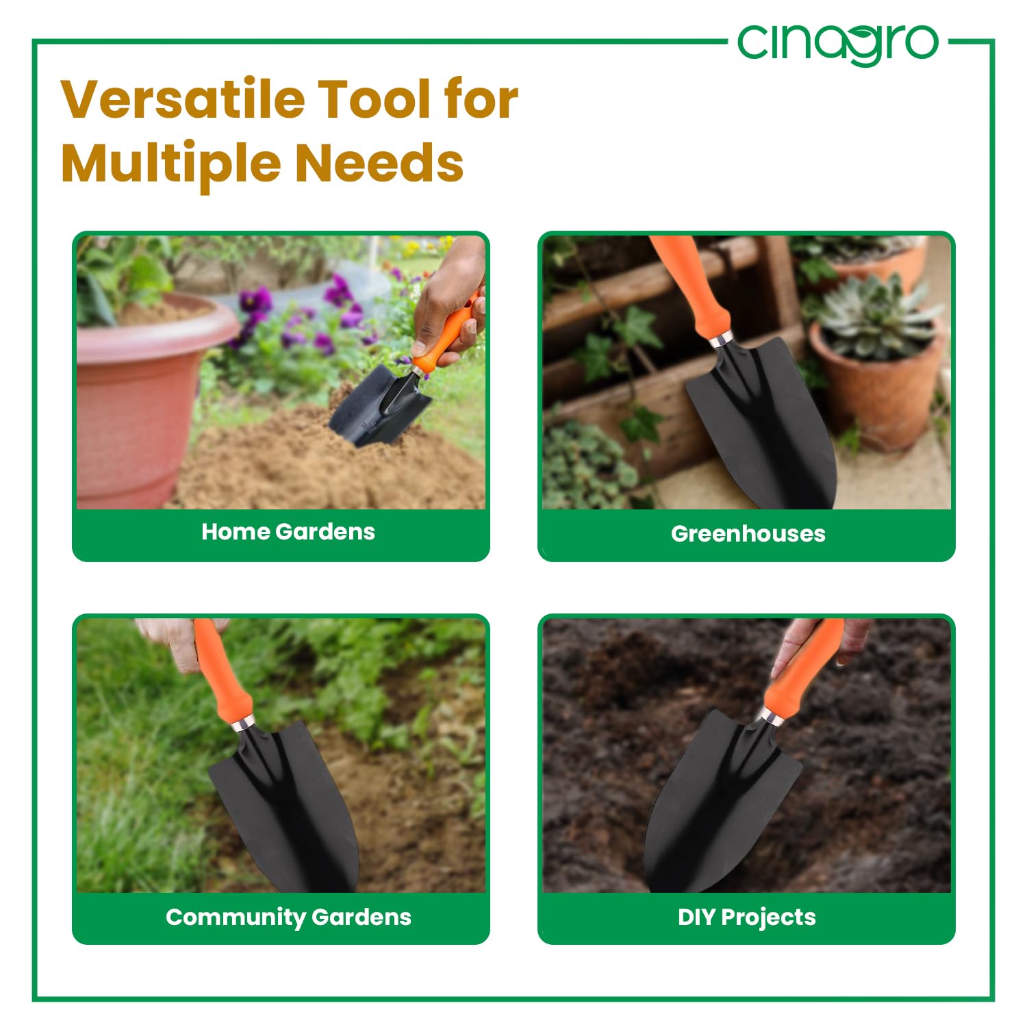 Cinagro Hand Trowel for Gardening - 1 Pc (Red Handle, Metal Blade), Sharp Metal Blade, Sturdy Construction, Ergonomic Handle, Rust-Resistant Finish, Garden Tools for Home, Durable Shovel for Gardening - Image 6 thumbnail