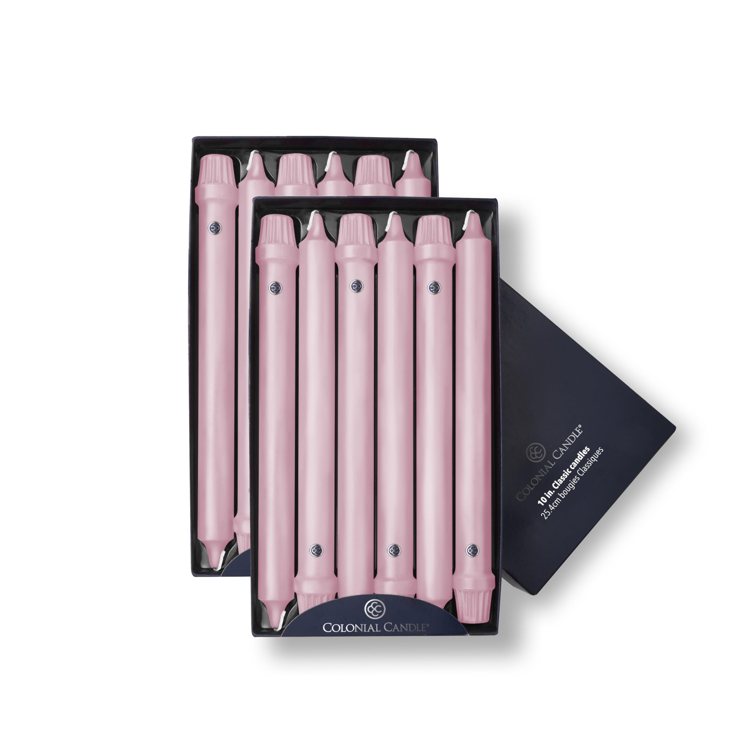 Colonial Candle Unscented Taper Candle, Classic Collection, Persian Pink, 10 in, Pack of 12 - Up to 8 Hours Burn
