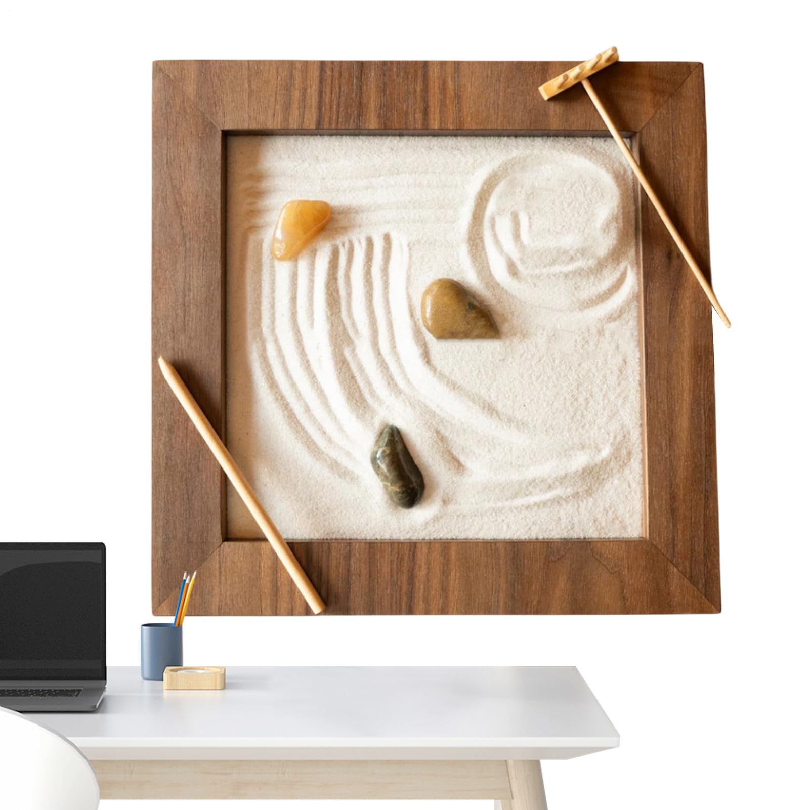 Mini Zen Garden - Giardino Zen in legno, resistente, accessorio da giardino retrò per scrivania, relax, meditazione