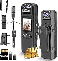 Vista 7 de Cámara corporal con grabación de audio y video, cámara corporal HD 1080P con lente giratoria de 180°, batería de 6 horas, visión nocturna automática