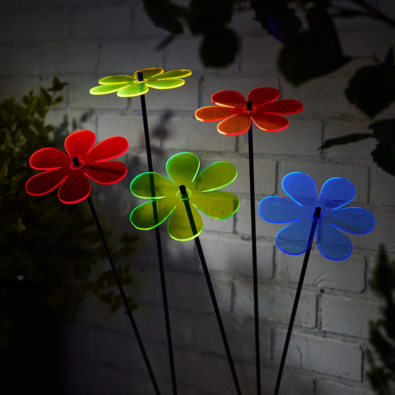 Suncatcher 5X Grande Fleur Marguerite Attrape Soleil Rayonnant Bouquet de Soleil 5 Bouchons de Jardin Décoratifs, 75cm Haut, Cadeau pour Chaque Jardin, Colour:Mixed Colors