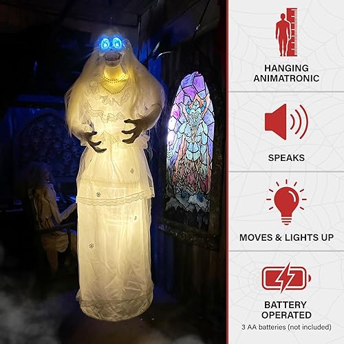 Miniatura 4 de Haunted Hill Farm Novia giratoria animatronic animada para colgar, animatrónica de Halloween, decoración de película de terror espeluznante,