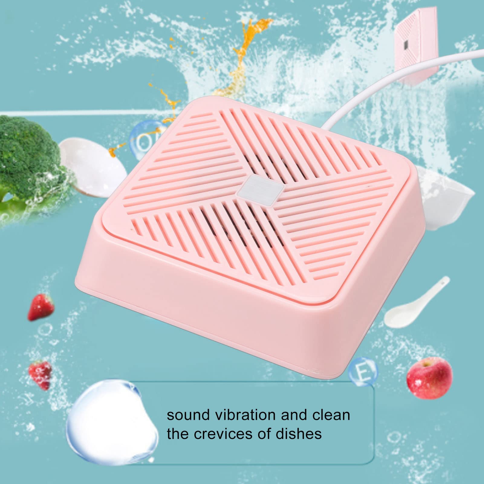 Lave-vaisselle compact, USB petit lave-vaisselle super choc eau électrolysée lave-vaisselle domestique portable installation machine à légumes et fruits (rose)