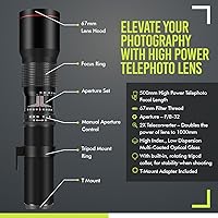 Vista 2 de Lente telefoto manual de 500mm/1000mm f/8 de alta potencia para Canon EOS 80D, 90D, Rebel T3, T3i, T5, T5i, T6i, T6s, T7, T7I, T8I, SL3, 60D, 70D