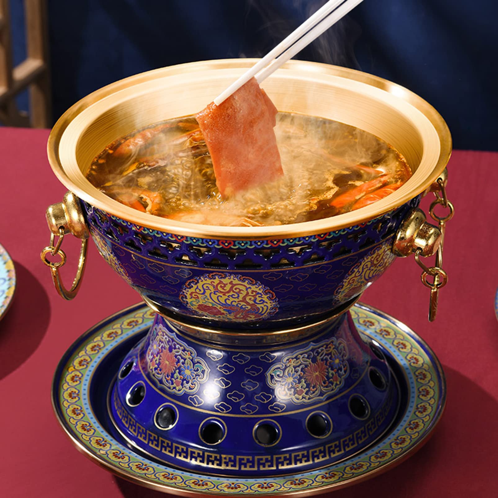 Chinesischer Eintopf Mini Alkohol Shabu Shabu Hot Pot, Fleisch Fondue Lamm Outdoor Kocher Picknickkocher Multifunktionaler Suppenkochgeschirr