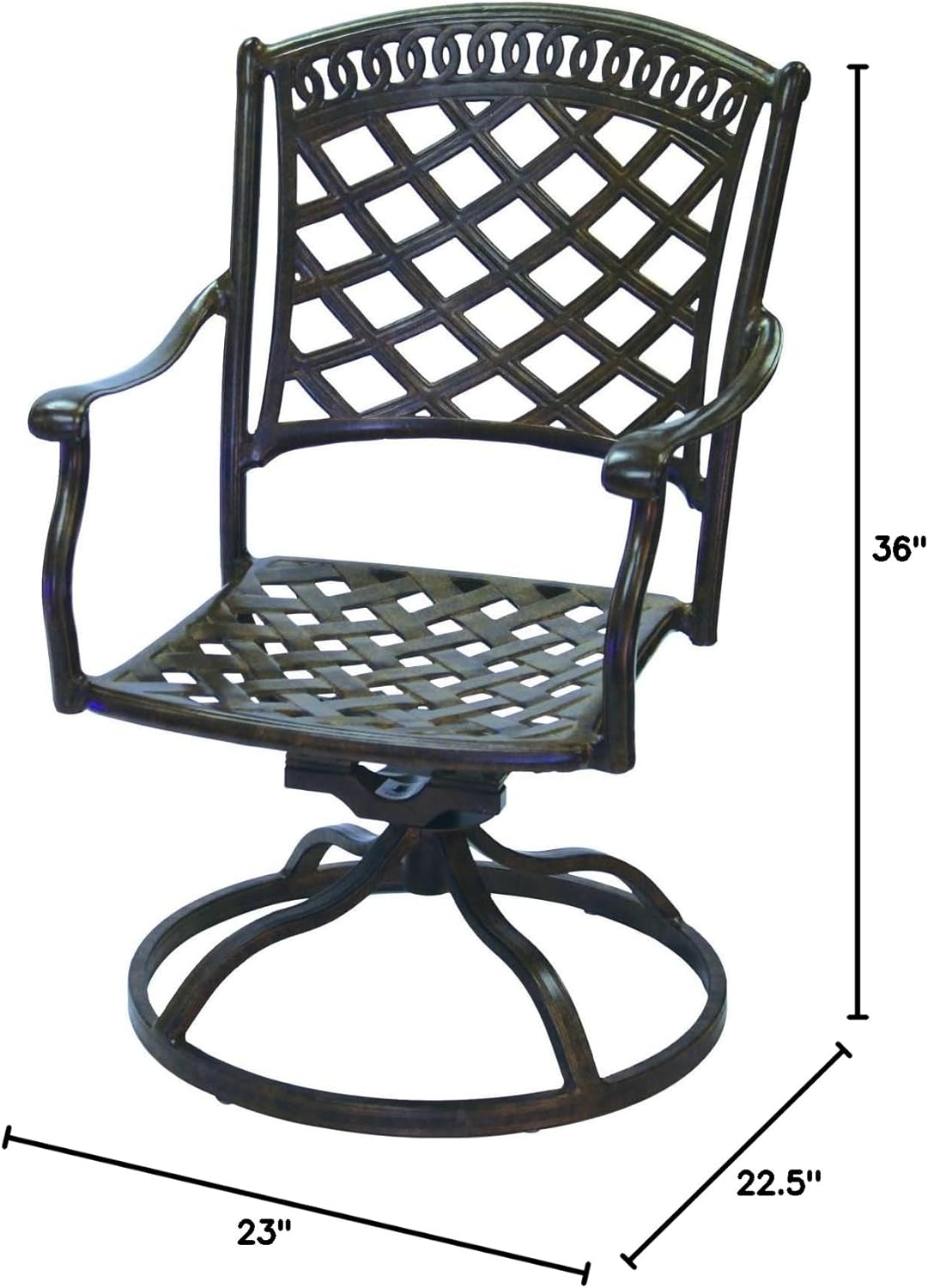 Darlee Sedona Cast Aluminum Patio Swivel Rocker Dining Chair - Antique Bronze