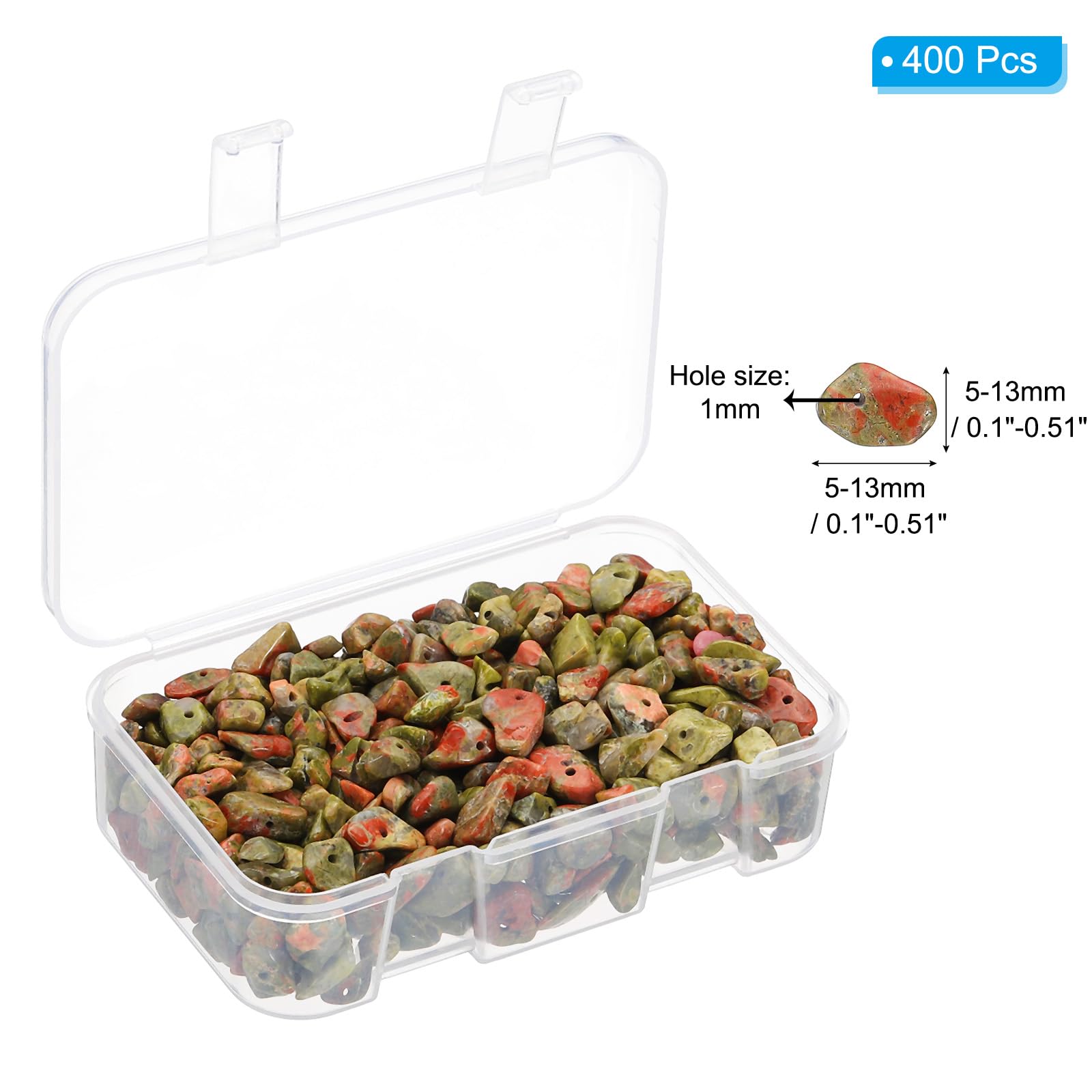 PATIKIL Chip Stone Natural Rock Beads Loose Gemstone Beads Drilled Strand for Jewelry Craft Making 400pcs, Red/Green - Image 2