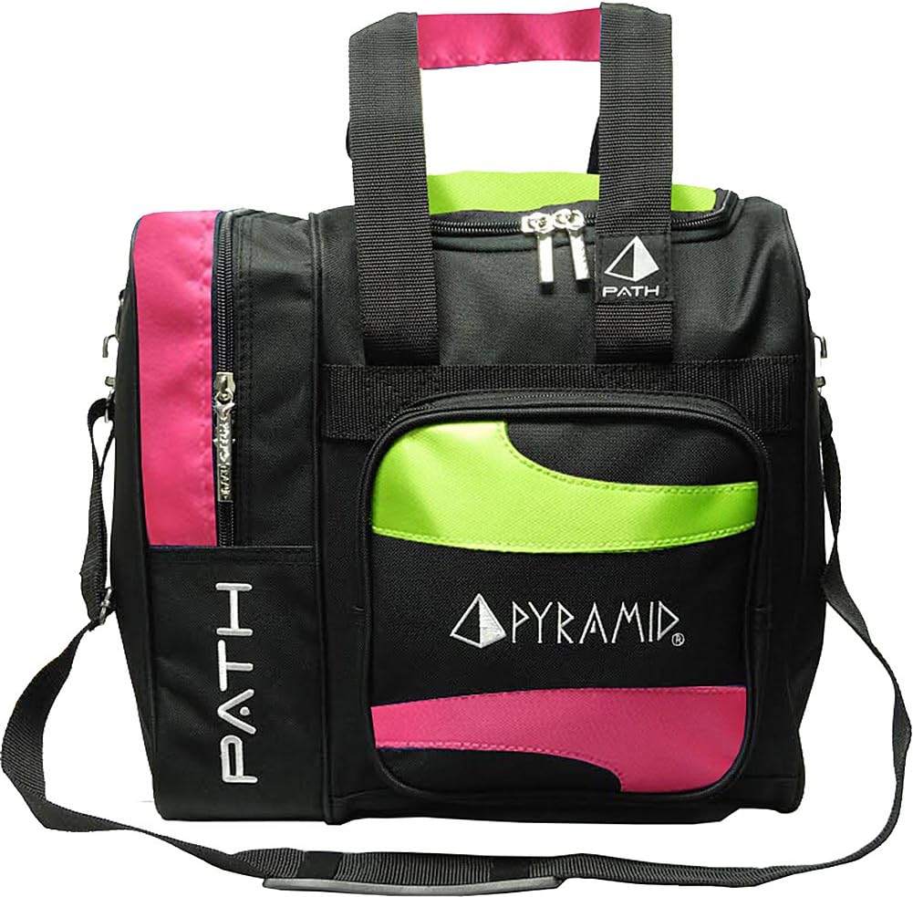Pyramid Path Deluxe Single Tote Bowling Bag with Large Separate Compartment for Bowling Shoes (Up To US Mens Size 15) or Accessories - Holds One Bowling Ball