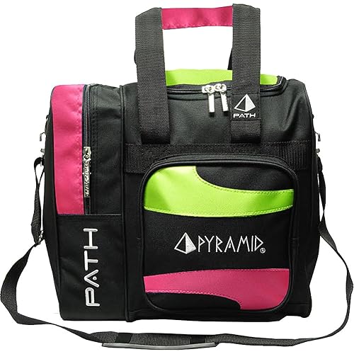 Pyramid Path Deluxe Single Tote Bowling Bag with Large Separate Compartment for Bowling Shoes (Up To US Mens Size 15) or Accessories - Holds One Bowling Ball