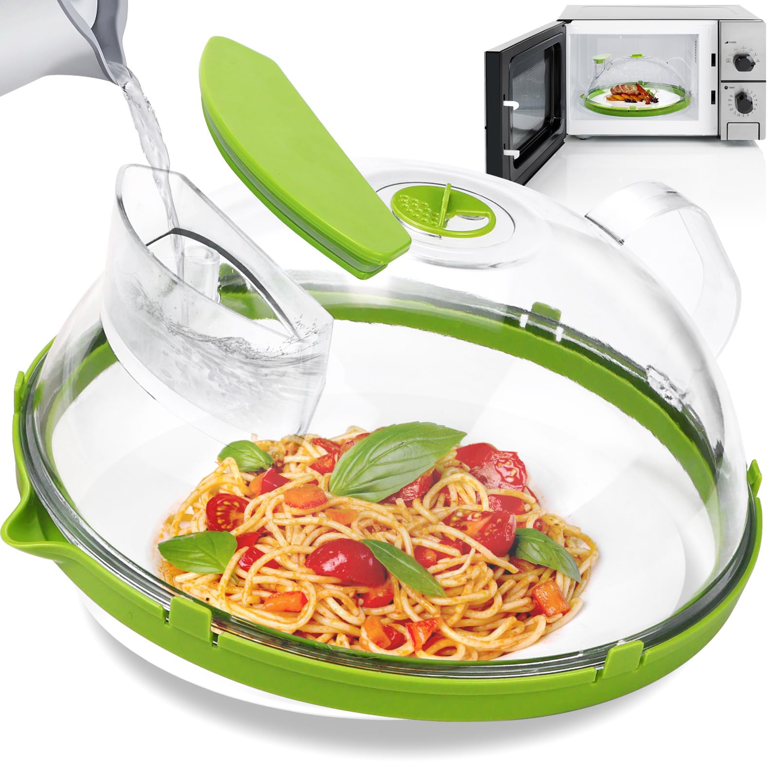 Tapa Microondas Libre Bpa 26 cm Tapadera Microondas con Agua Tapa para Microondas de Plástico Tapa de Microondas Cubierta para microondas Microwave Cover