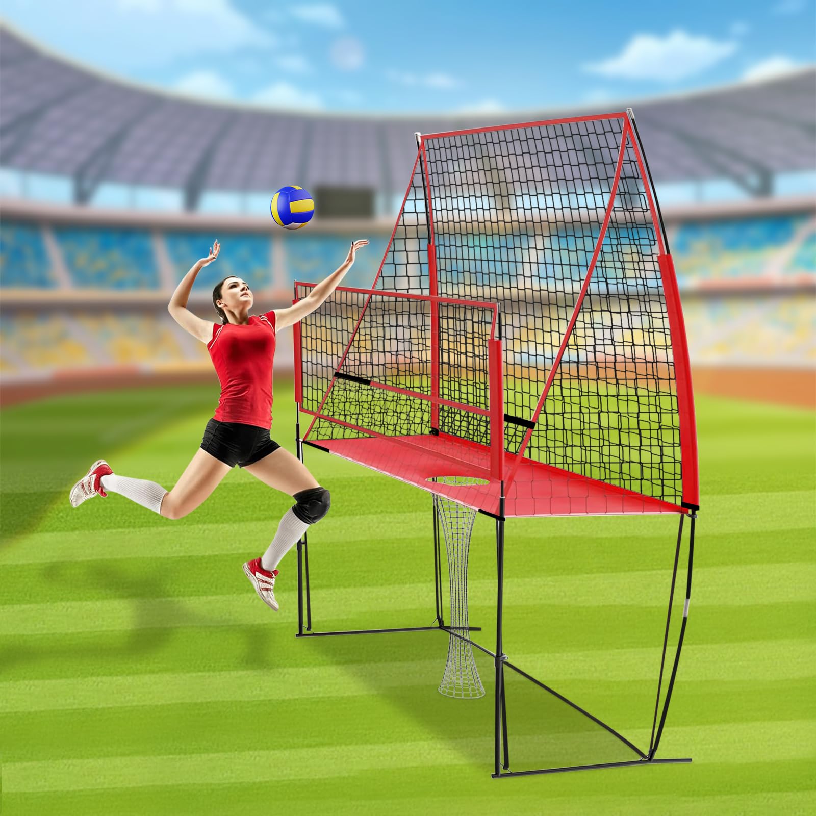 Volleyball Net, 3 in 1 Portable Volleyball Training Equipment Net, 8ft Adjustable Volleyball Practice Net for Home, Gymnasium, School, Playground.