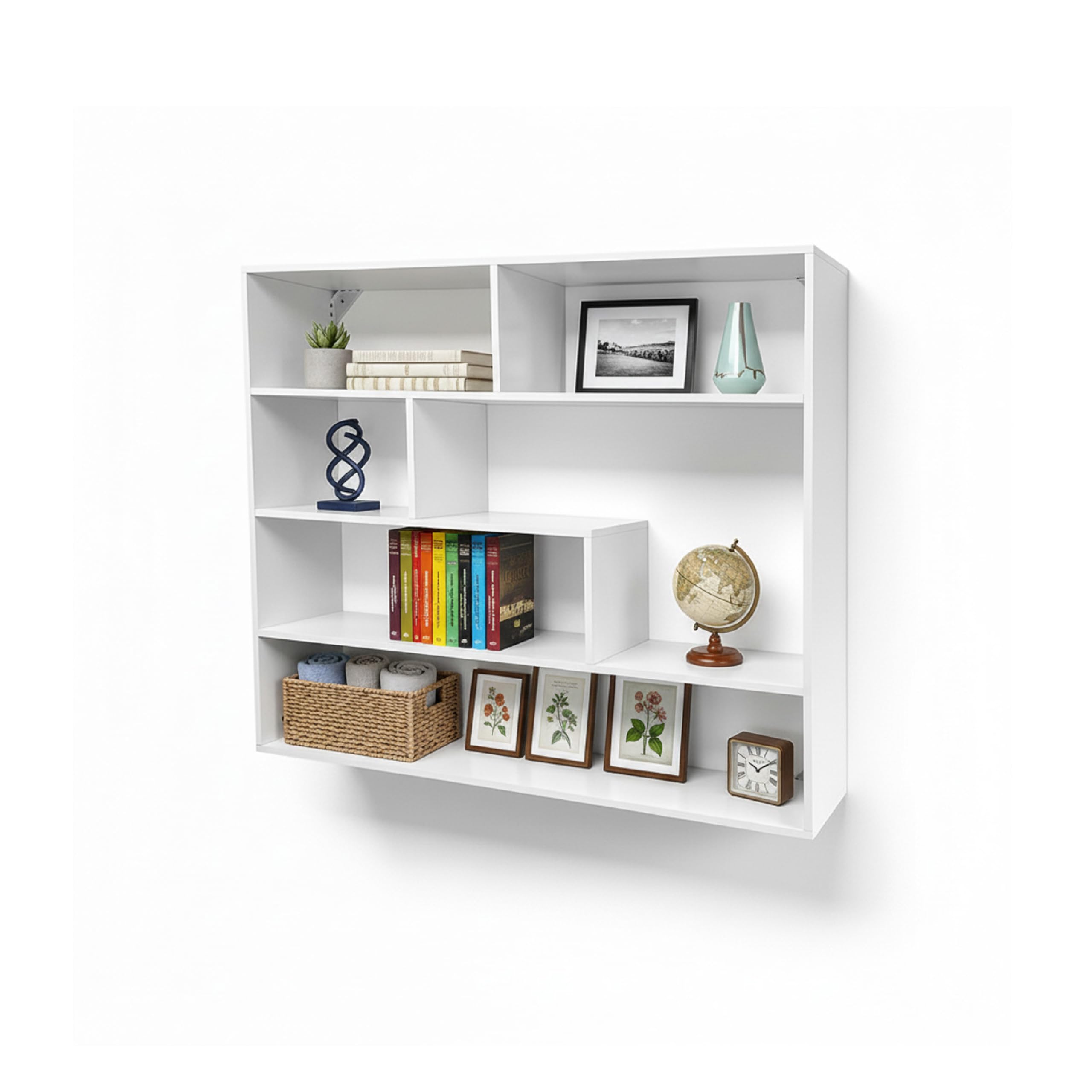 Baroni Home Libreria di Design Moderna, Scaffale Verticale a Zig Zag, Scaffale Porta Libri per Soggiorno Camera Ufficio, Montaggio Facile, 19.5x94x80 cm, 4 Livelli Bianco