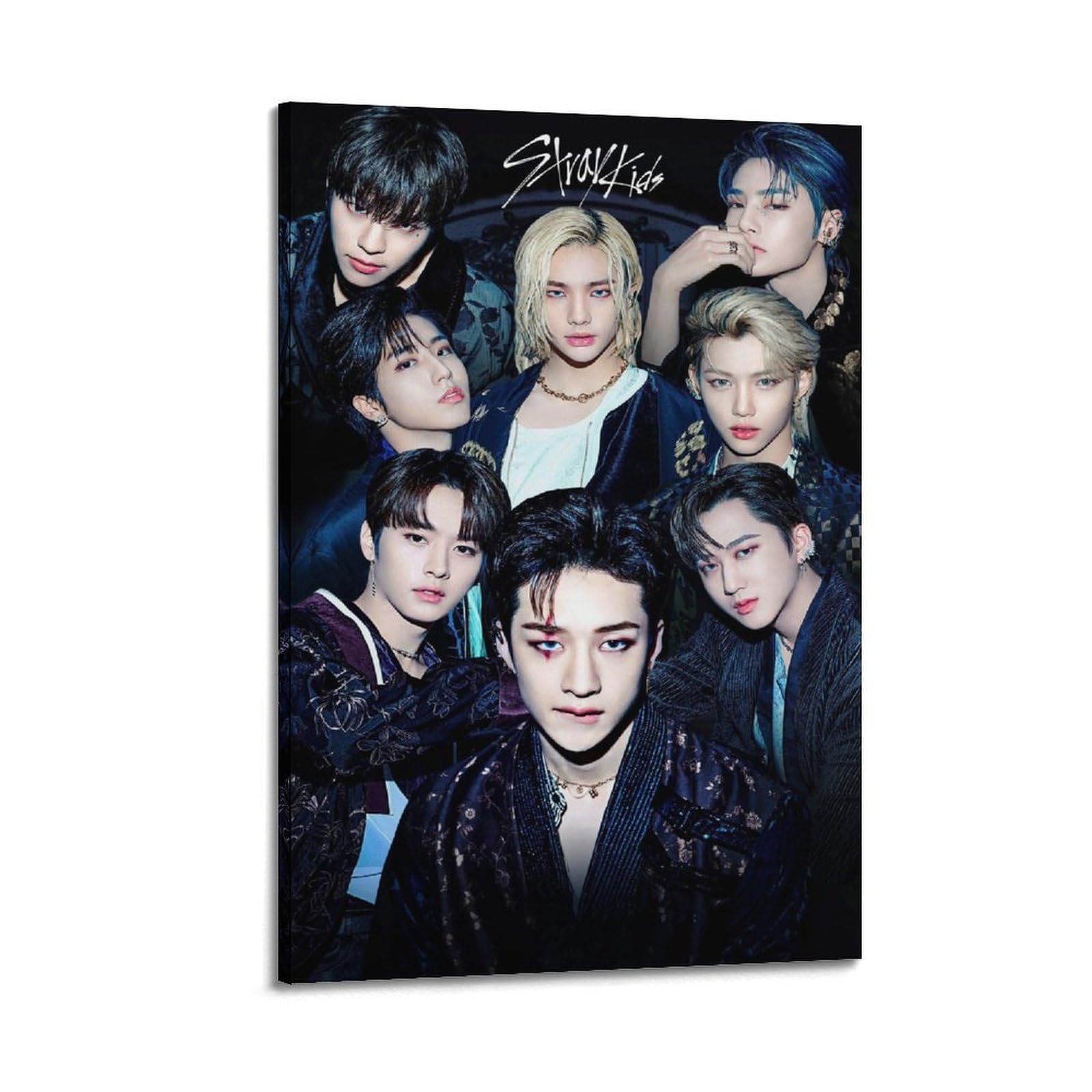 Stray Kids Poster Korean Boy Band Kpop Canvas Poster And Wall Art Modern Family Bedroom Gym Office Decor Gift 24x36inch(60x90cm) Frame-style