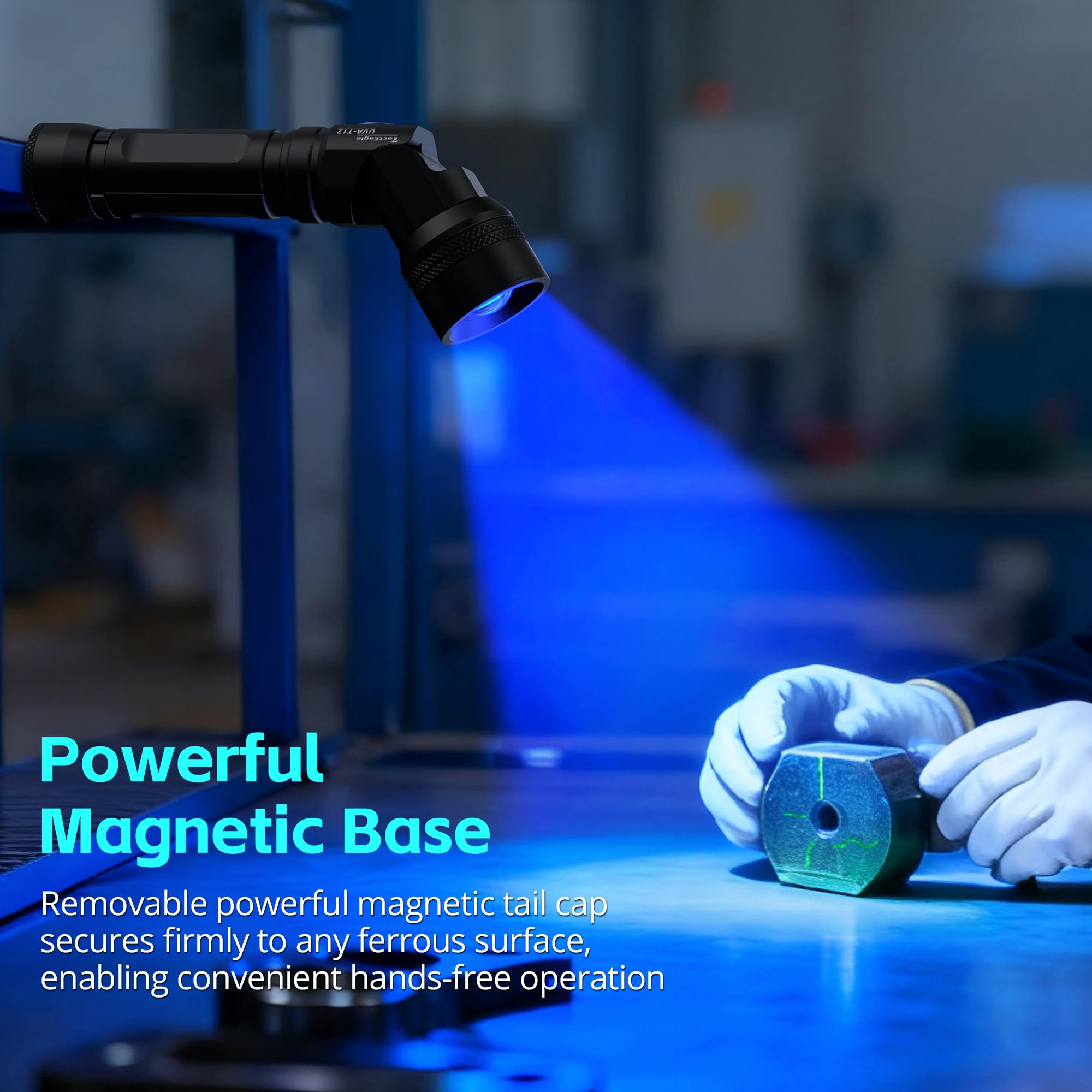 Luz negra de 365 nm, linterna UV recargable, cabeza ajustable de 105° y zoom, cola magnética, potente luz negra para fugas de NDT, seguimiento de sangre, orina de mascotas, vidrio de uranio, escorpión