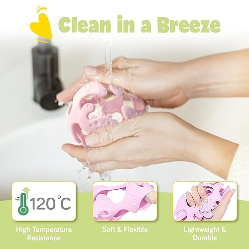 Miniatura 6 de Dino - Juguetes de dentición para bebés, mordedores de silicona de grado alimenticio para bebés de 0 a 18 meses, bolas sensoriales texturizadas,