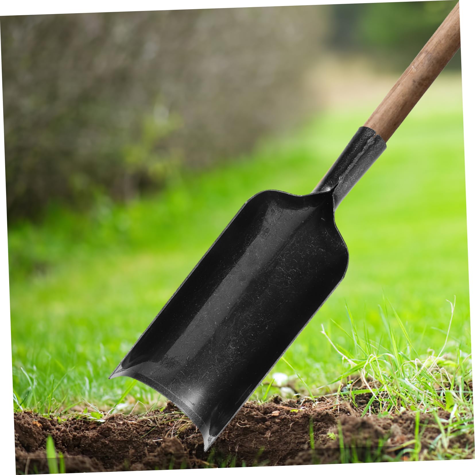 Pala da Scavo per Trapianto in Acciaio al Manganese Nero | Lama Spessa, per Spazi Stretti e Movimento del Terreno, Uso Agricolo, Utensile Manuale