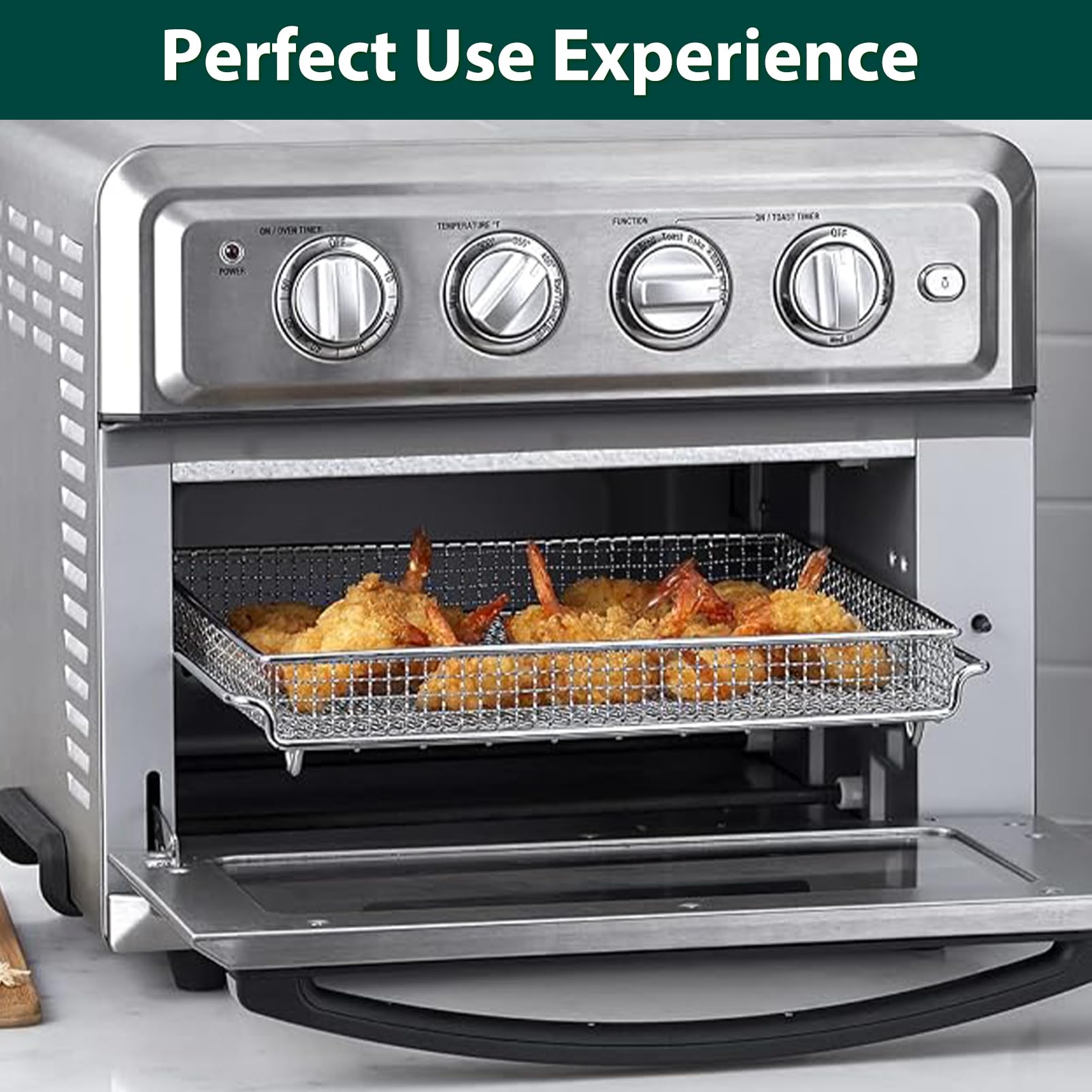 TOA-65 CTOA-130PC3 Vassoio per friggitrice ad aria, parti di ricambio per vassoio per briciole Cuisinart tostapane forno inferiore cestello TOA-65CT CTOA-130PC2 304 in acciaio inossidabile 304