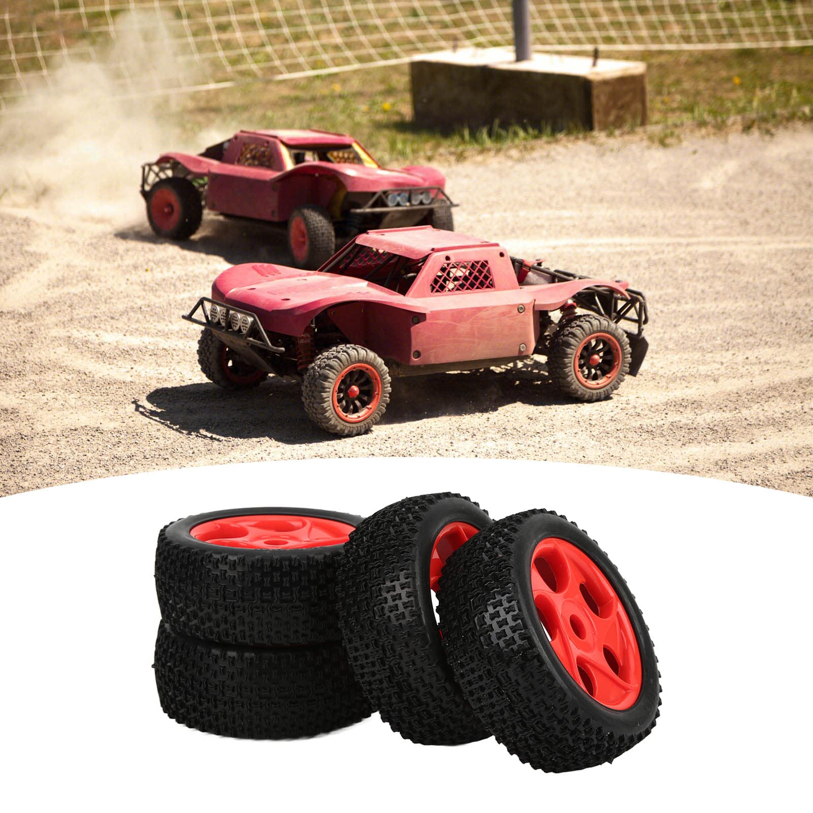 Jeu de Jantes de Pneus en Caoutchouc de Voiture RC, 4 Pièces de Jantes Hexagonales et de Pneus en Caoutchouc pour 1/8 1/10 Pneus de Revêtement D'éponge de Voiture Télécommandés RC sur Route Touring Dr