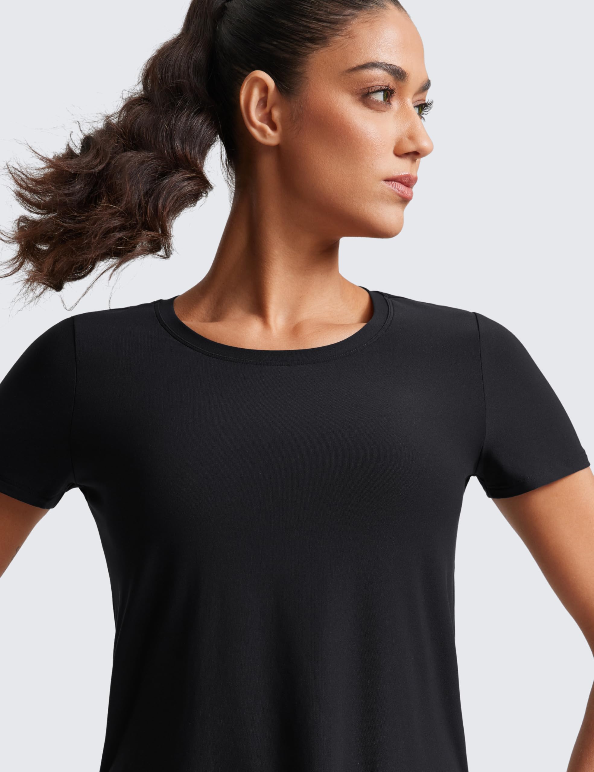 CRZ YOGA Cloudweight Camisas de Manga Corta para Mujer Tops de Entrenamiento con Aberturas Laterales