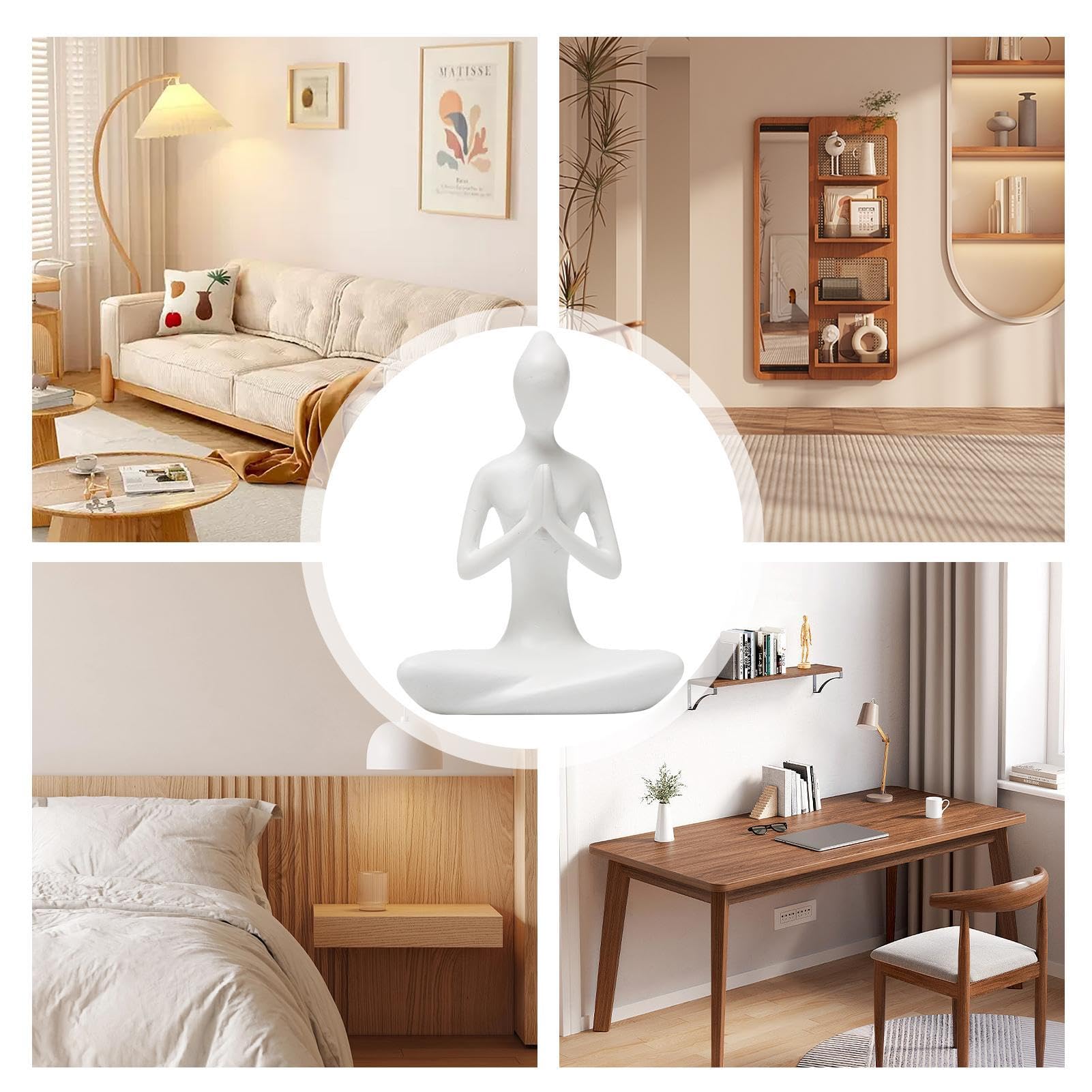 Boerni Statue De Déesse Du Yoga Méditative De 20 Cm, Sculpture Moderne En Grès Pour Femme Et Homme, Décoration De Table, Cadeau Pour Femme, Homme, Salle De Yoga, Décoration De Maison, Bureau