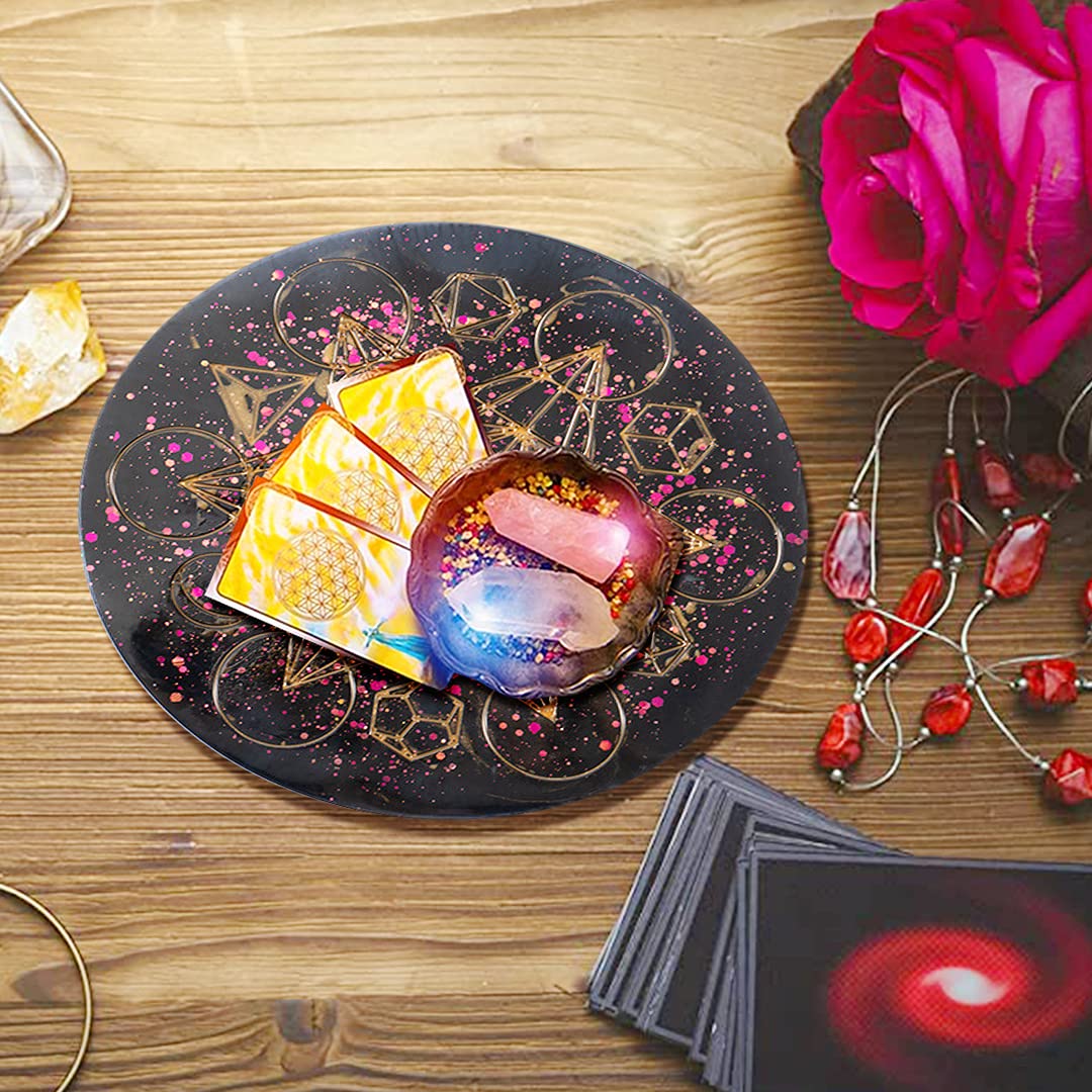 Zayookey Rune Resin Board Mold Silicone Pendulum Mat Mould Epoxy Resin Tarot Divination Mold Orgone Flower of Life Large Coaster Mould for DIY Casting Tray Crafts - Image 2